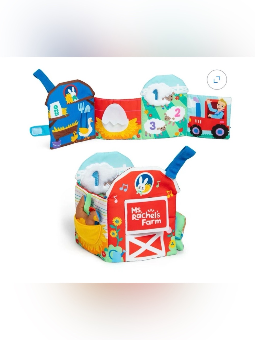Ms. Rachel Official Sensory Learning Plush Farm Toy, Foldable Baby Book